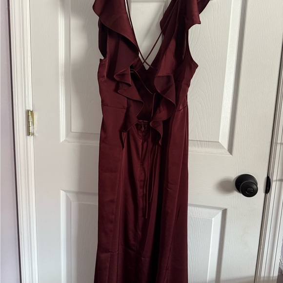 H&M Deep Red Backless Ruffle Dress - Picture 2 of 3